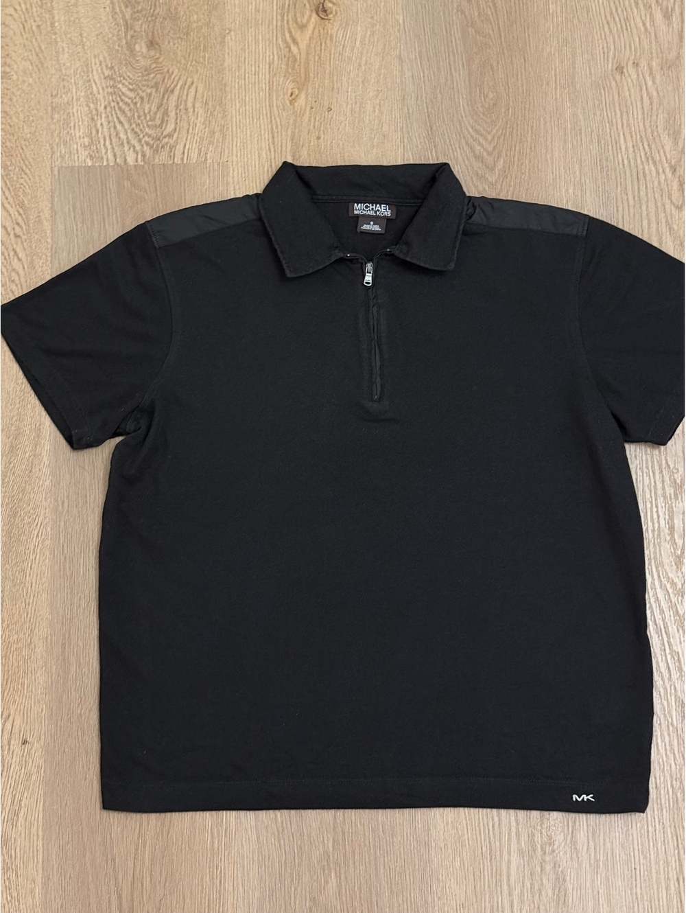 MICHAEL Michael Kors Black Quarter Zip Polo Shirt Men’s S Short Sleeve